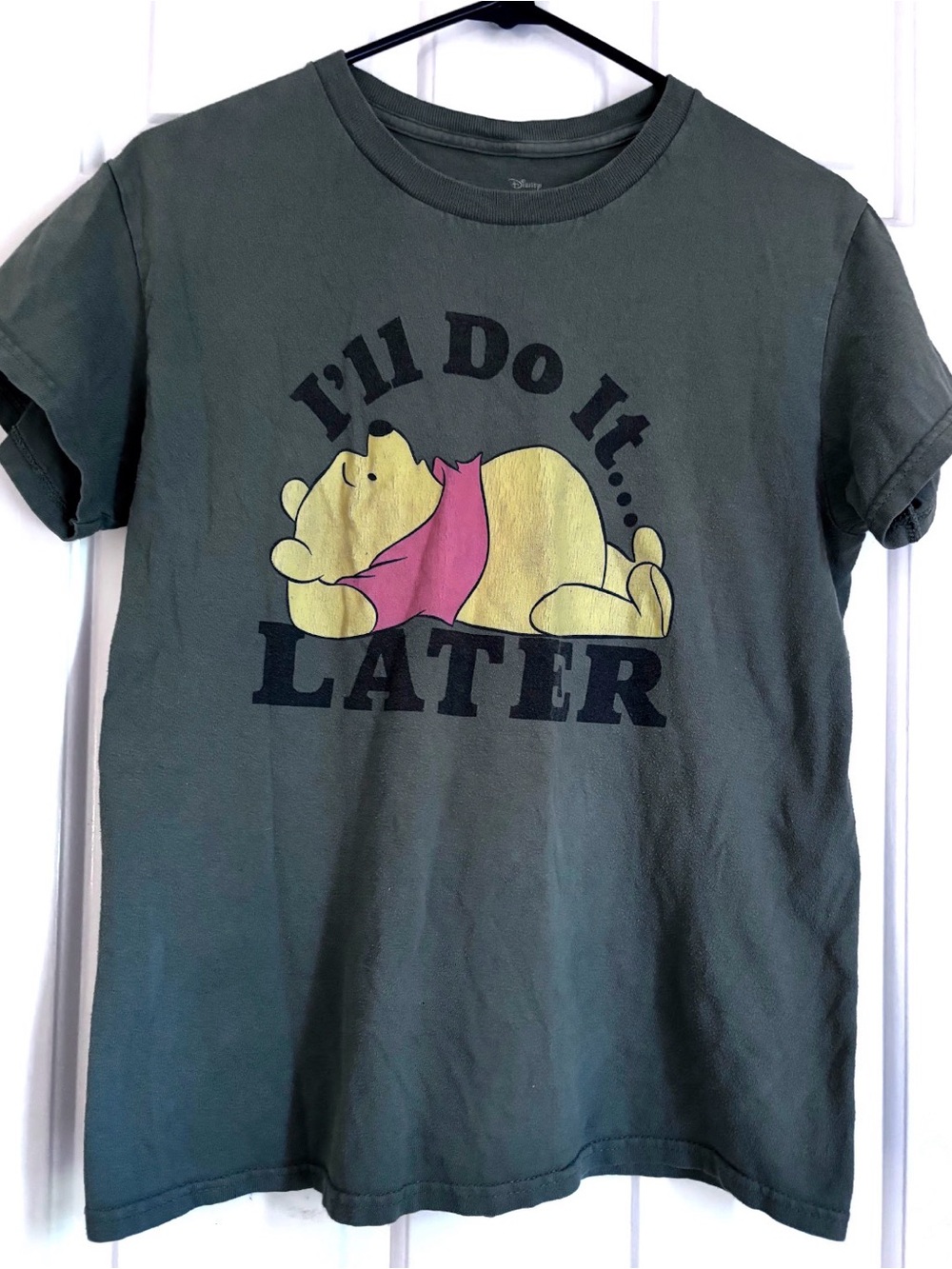 Disney Olive Green Winnie the Pooh 'I'll Do It... Later' Graphic Tee